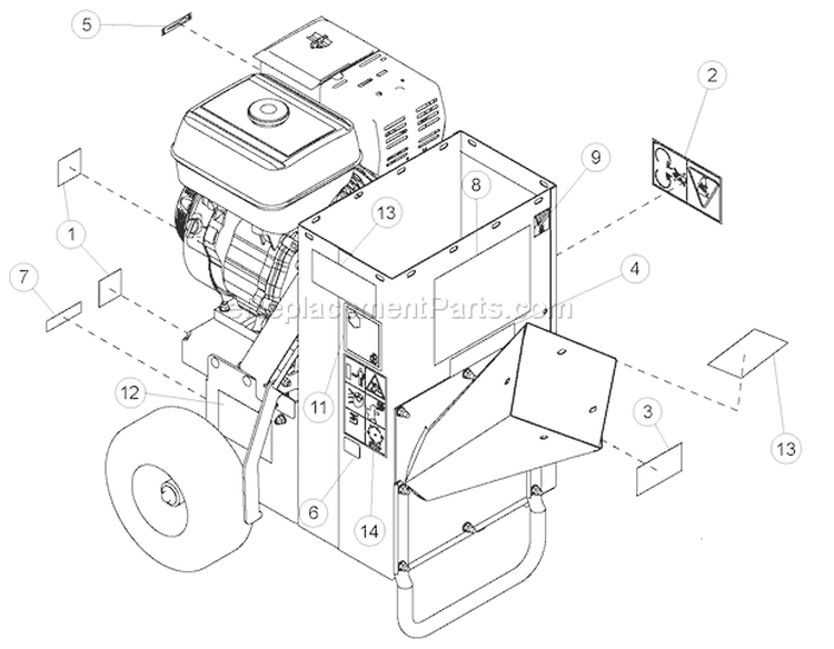 DomesticáDecals Diagram and Parts List for SC3206 70050 Bear Cat Chipper Shredder